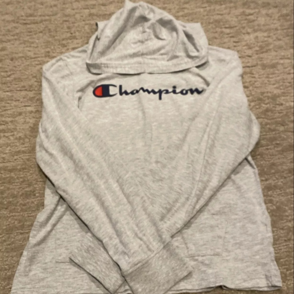 Champion Youth Large Gray Pullover Hoodie Sweatshirt - EUC
